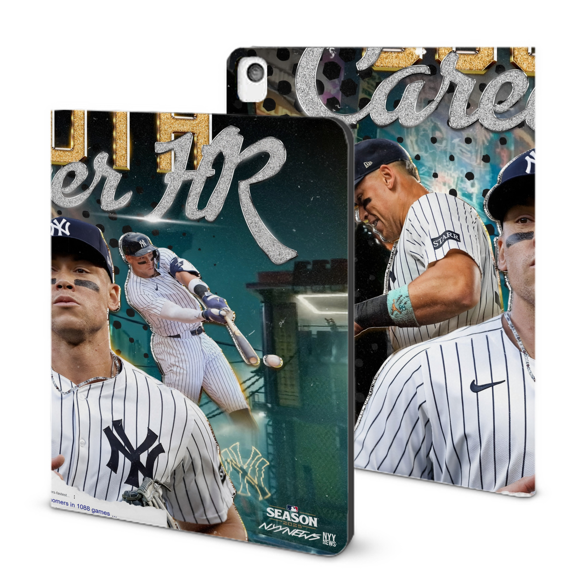 Aaron Judge's 350th Career Home Runs IPad Book-Style Case With Pencil Slot – Slim PU & TPU Cover – Full Protection, Precise Fit, Water & Scratch Resistant